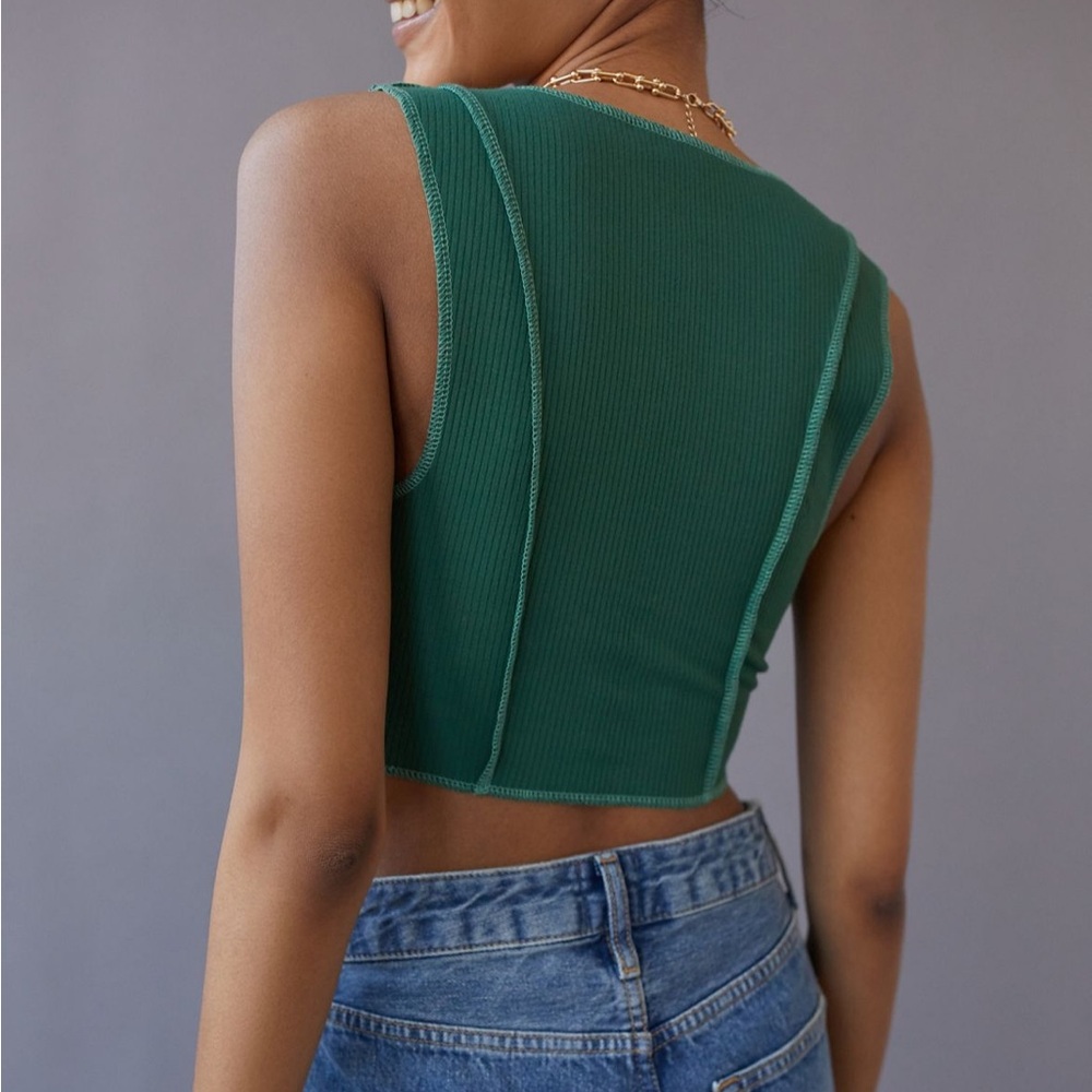 Urban Outfitters Ribbed Button-Up Crop Top - Picture 7 of 7